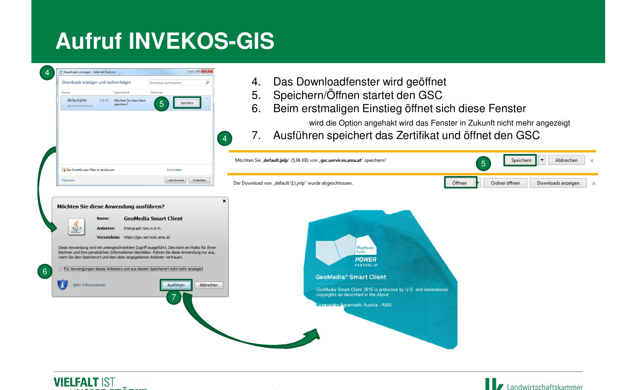 GeoMedia Smart Client Download und Sicherheitsdialog