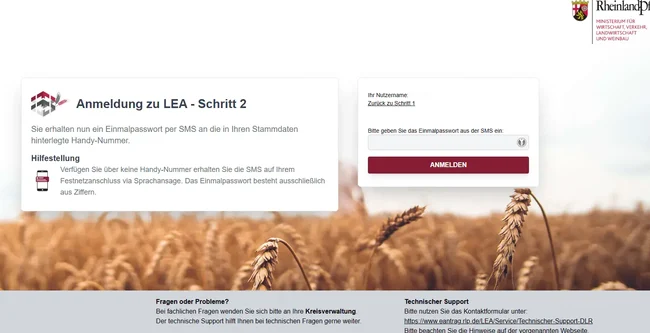 LEA Schritt 2 – Einmal-Passwort eingeben