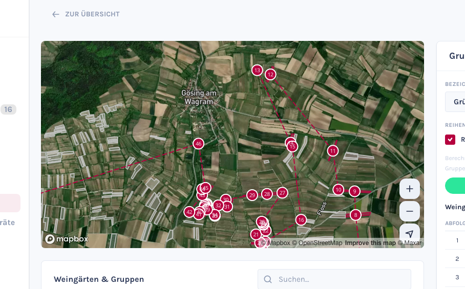 Nach der Optimierung: Reihenfolge für kürzeste Route angepasst (Stangl, Vordernberg, Loiserberg…)